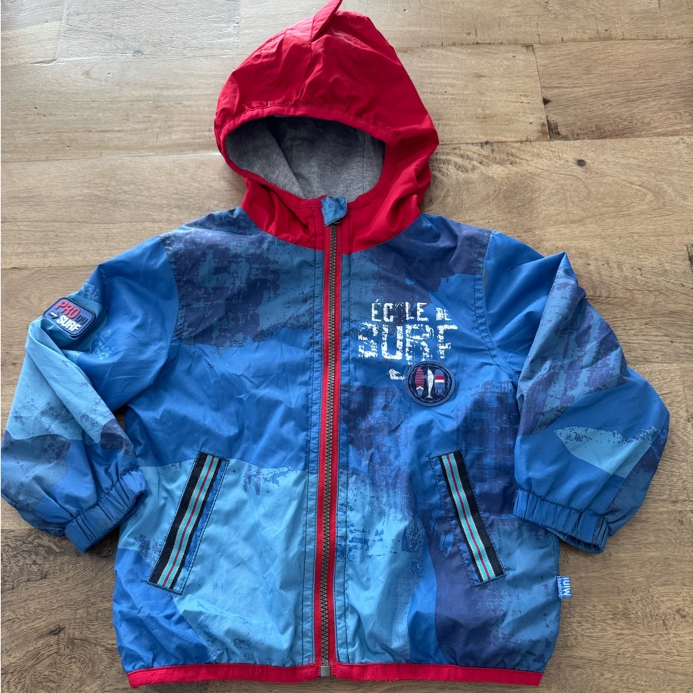 Souris Mini Red Blue Hooded Jacket surf spring light size 18 months